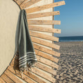 Hamptons - Fouta Nid D'Abeille - Vert Kaki/Argent