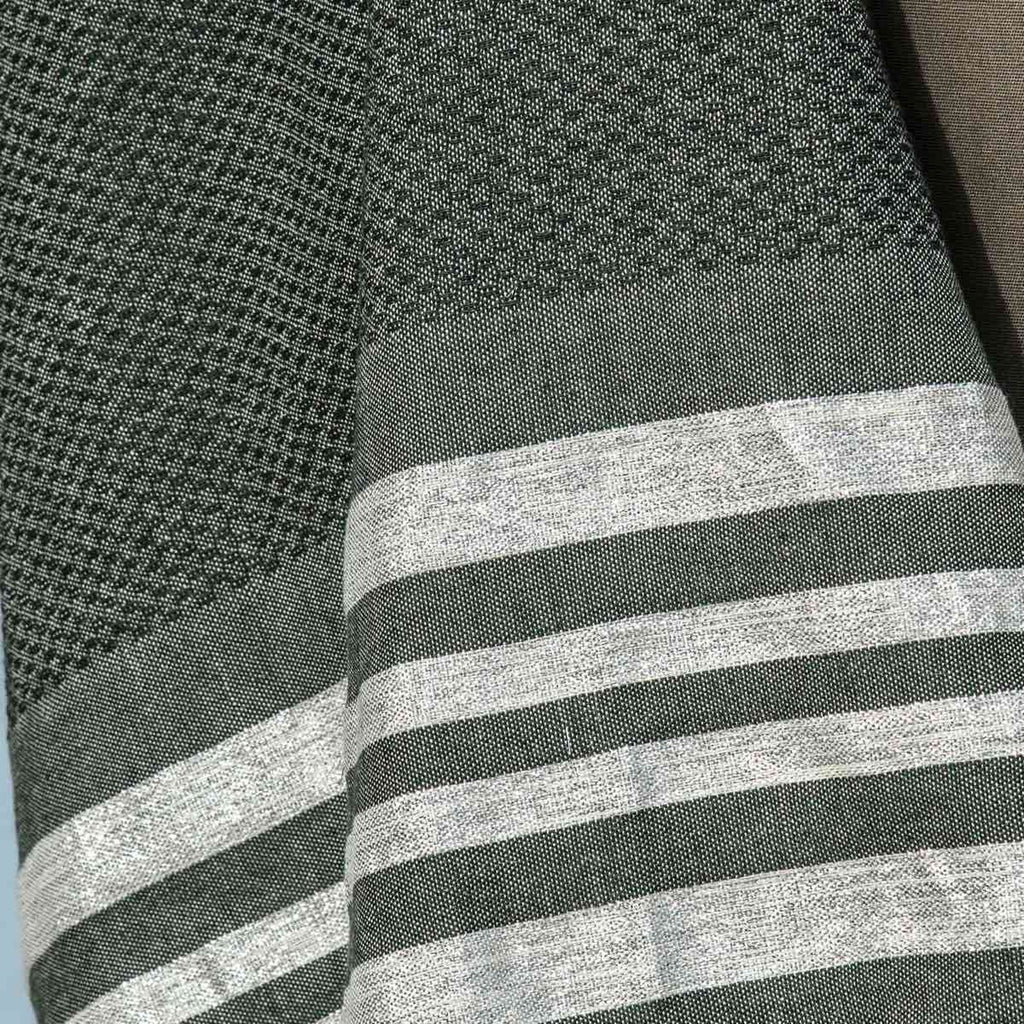Hamptons - Fouta Nid D'Abeille - Vert Kaki/Argent