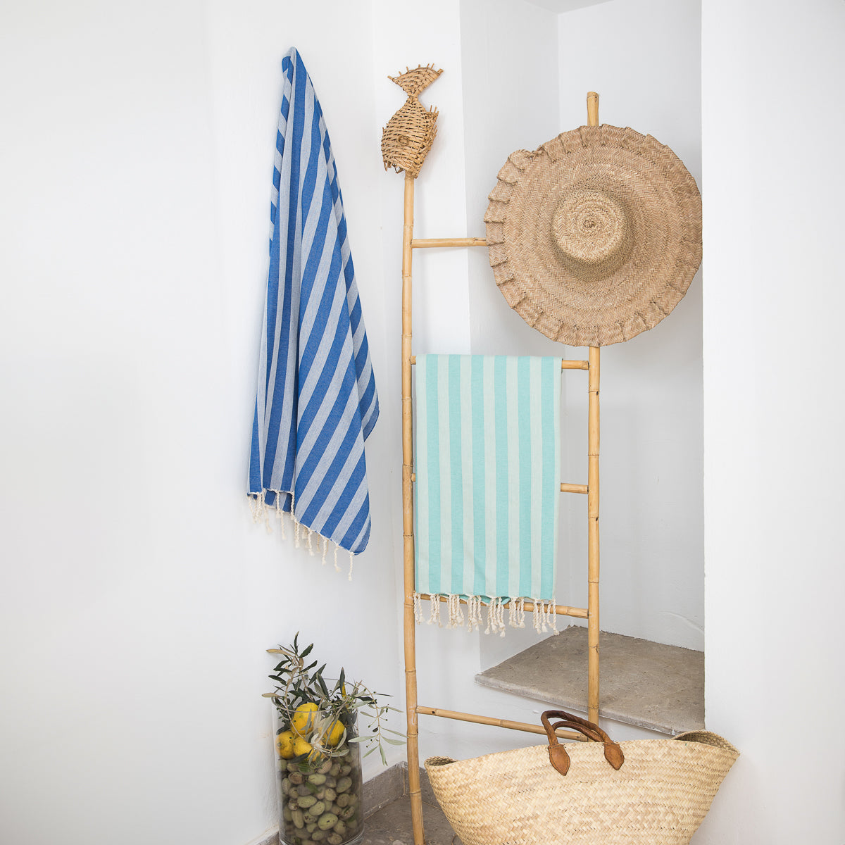 Capri - Fouta Jacquard - Bleu Grec