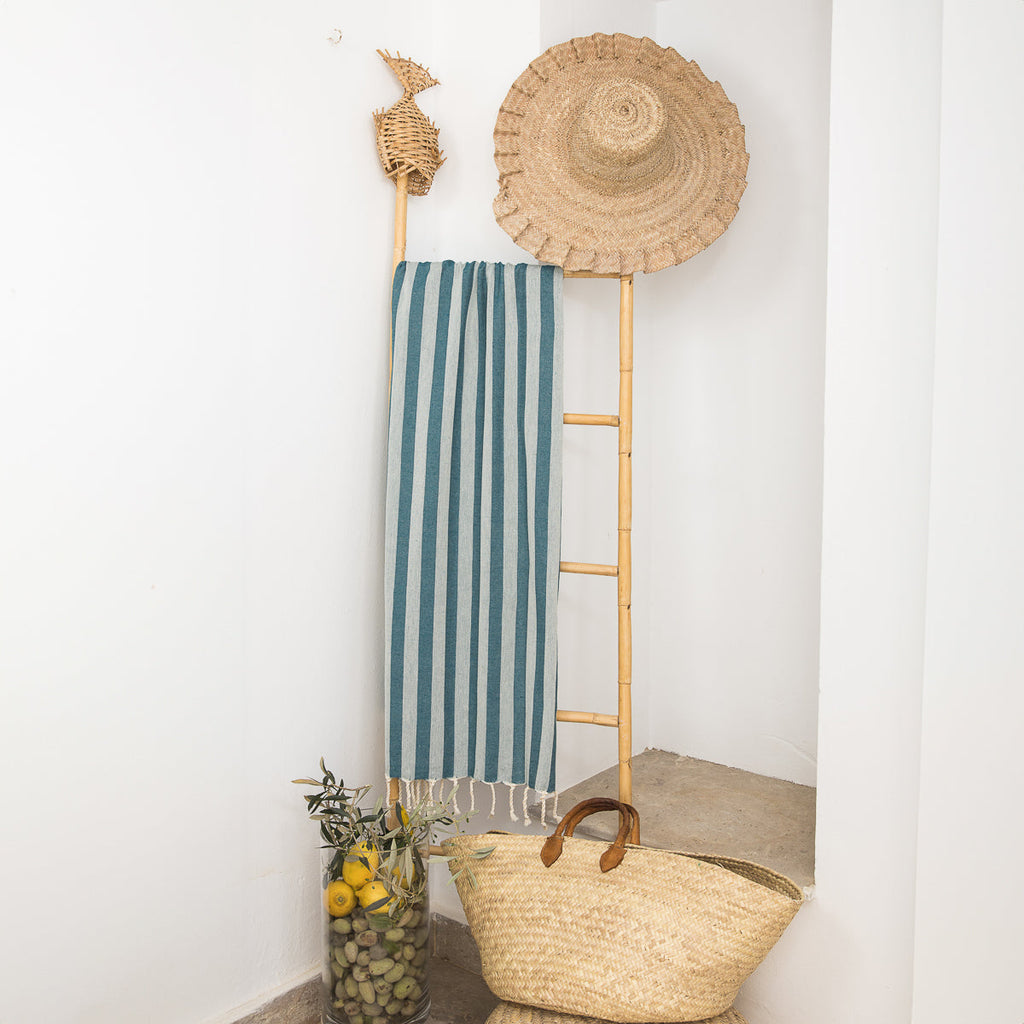 Capri - Fouta Jacquard - Bleu Pétrole