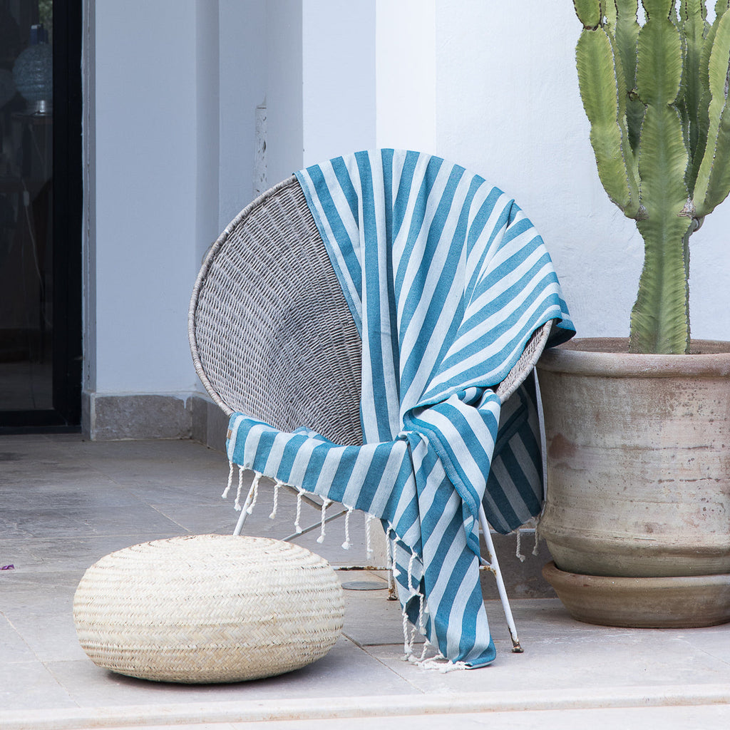 Capri - Fouta Jacquard - Bleu Pétrole