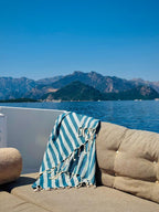 Capri - Fouta Jacquard - Bleu Pétrole