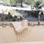 Hamptons - Foutas De Bain (1 Grande et 2 Petites) - Beige/Blanc