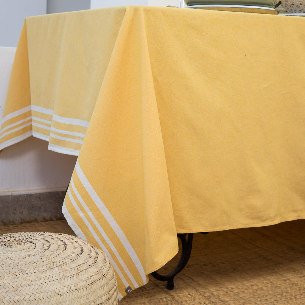 Mahdia - Nappe + 8 Serviettes - Jaune Moutarde