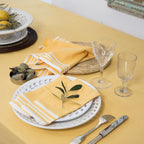 Mahdia - Nappe + 8 Serviettes - Jaune Moutarde