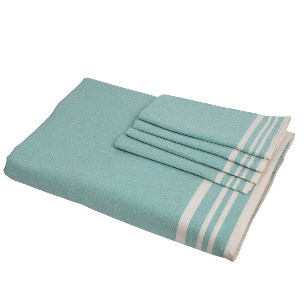 Mahdia - Nappe + 8 Serviettes - Vert D'Eau