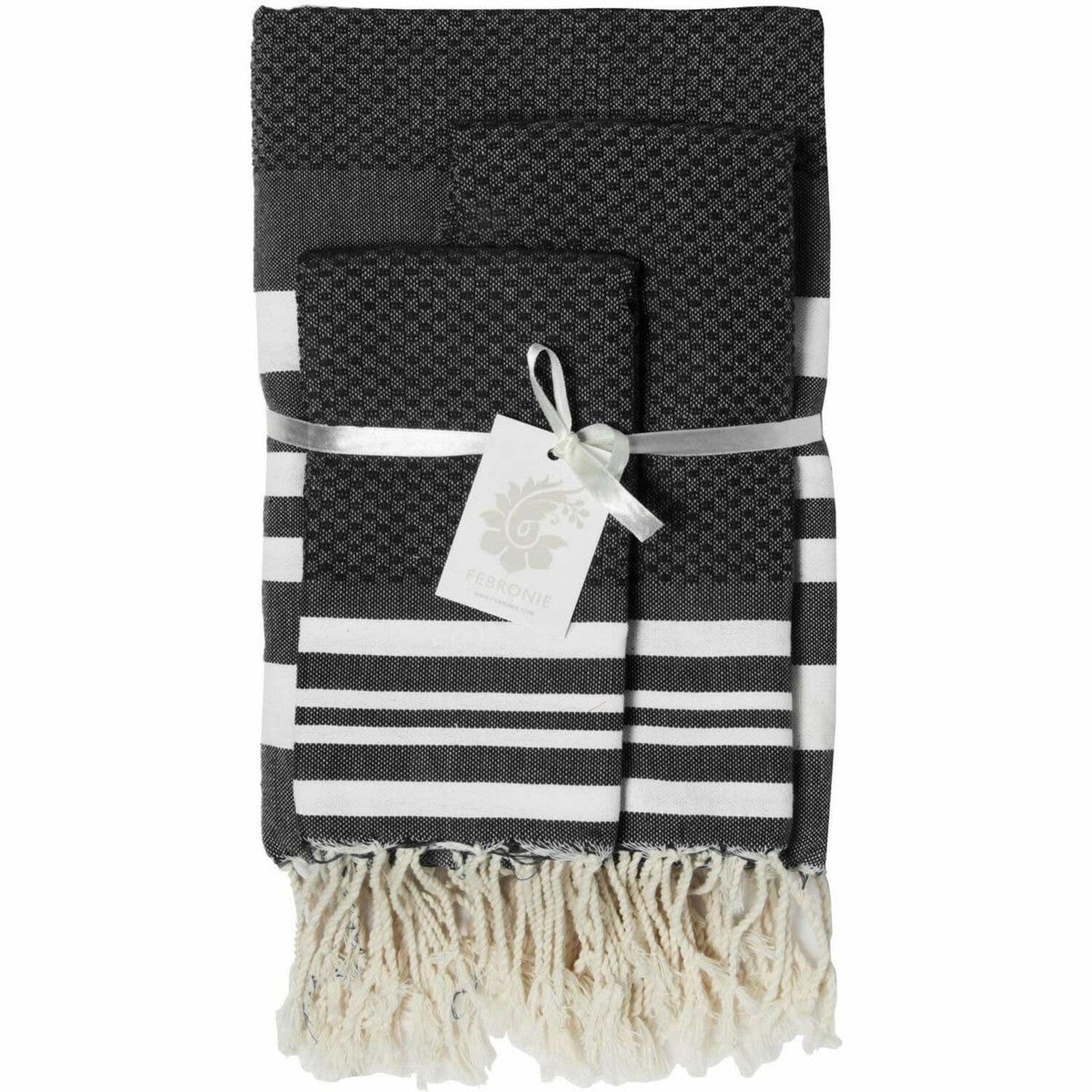 Hamptons - Foutas De Bain (1 Grande et 2 Petites) - Noir/Blanc