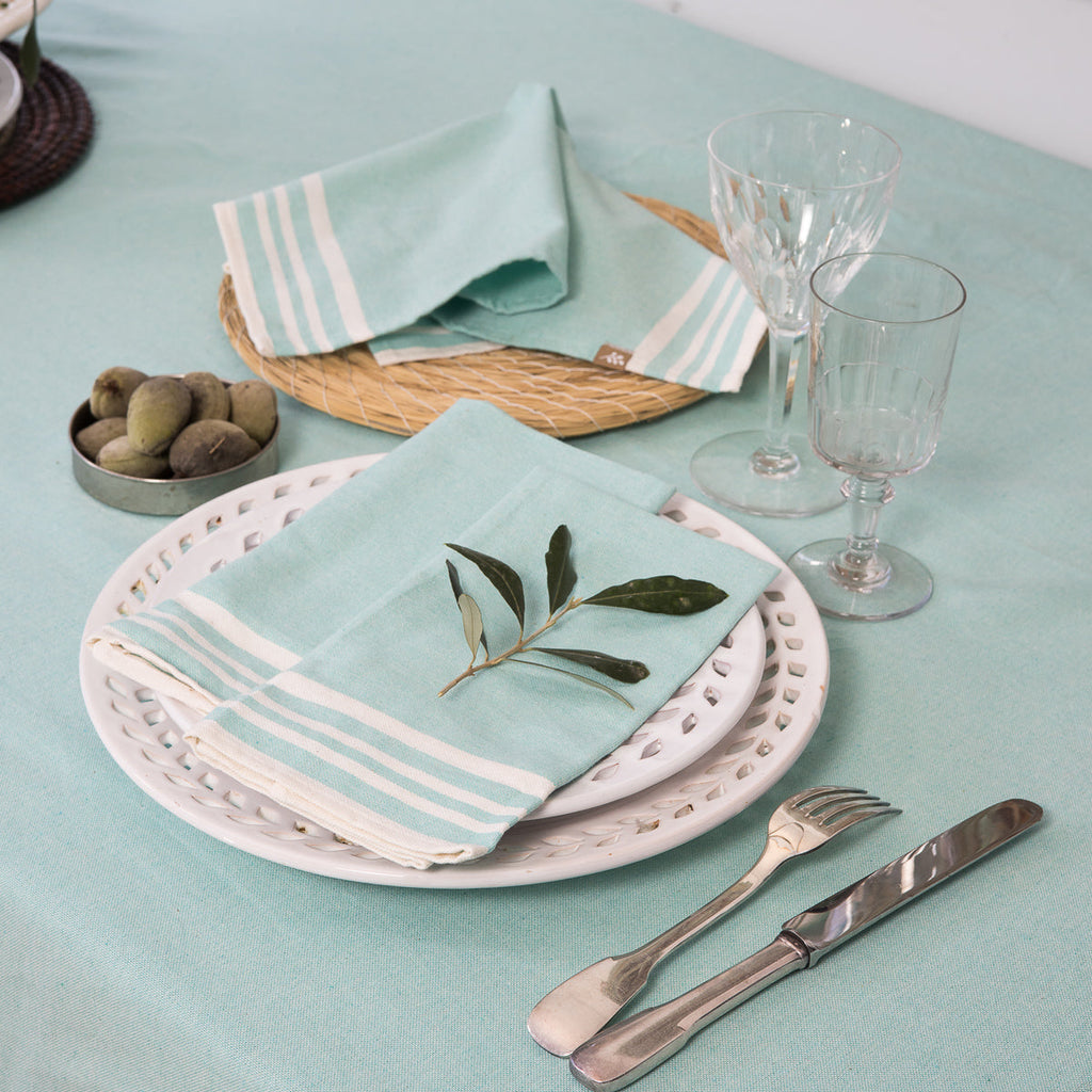 Mahdia - Lot De 4 Serviettes De Table - Vert D'Eau
