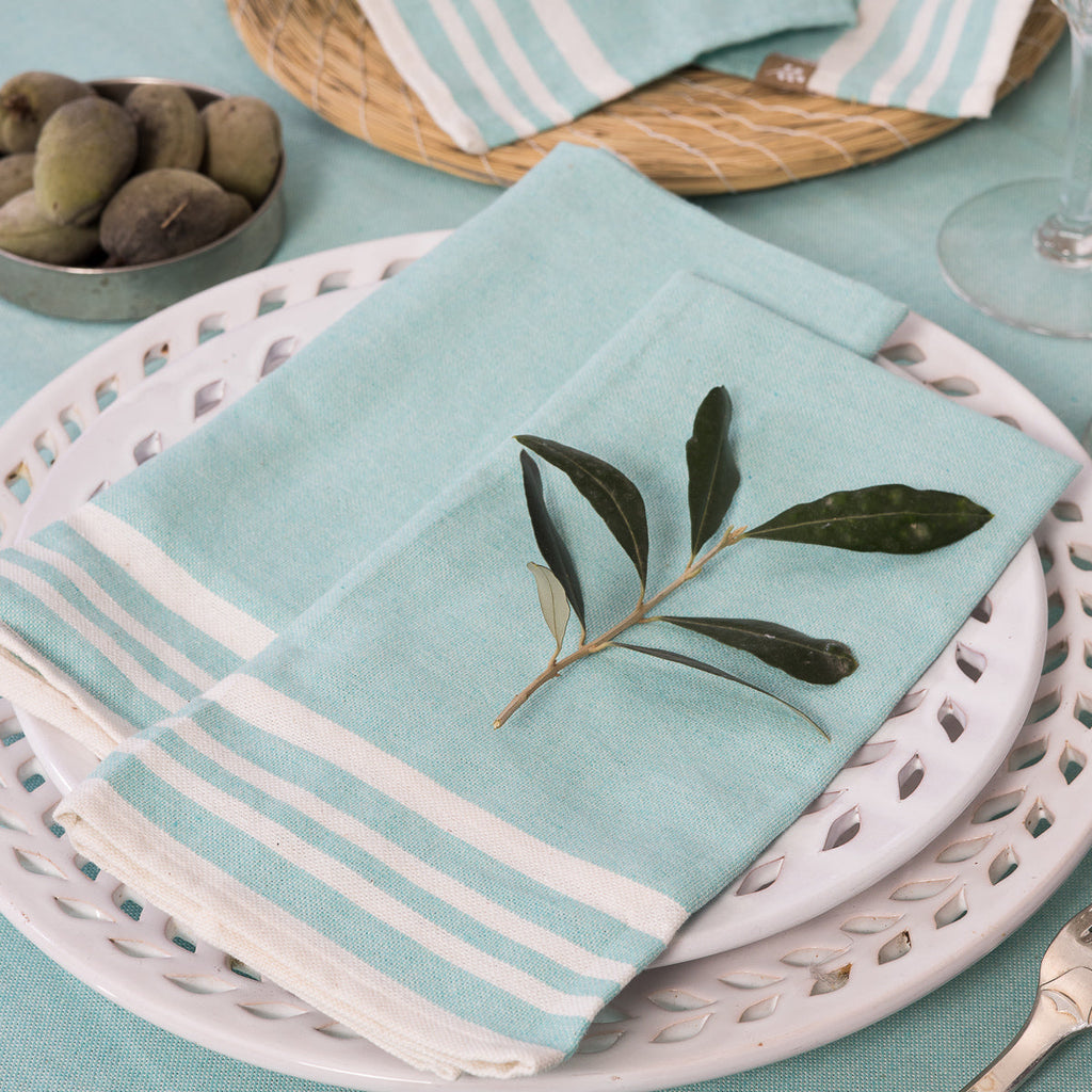 Mahdia - Lot De 4 Serviettes De Table - Vert D'Eau