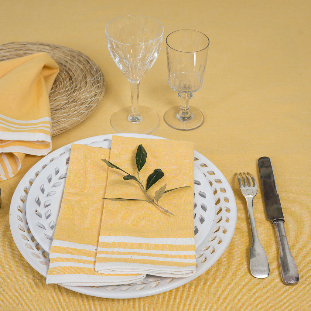 Mahdia - Lot De 4 Serviettes De Table - Jaune Moutarde