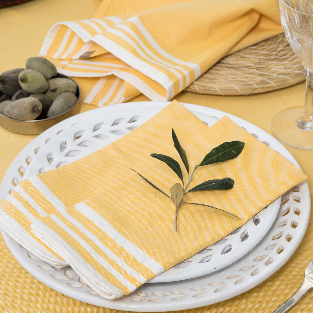 Mahdia - Lot De 4 Serviettes De Table - Jaune Moutarde