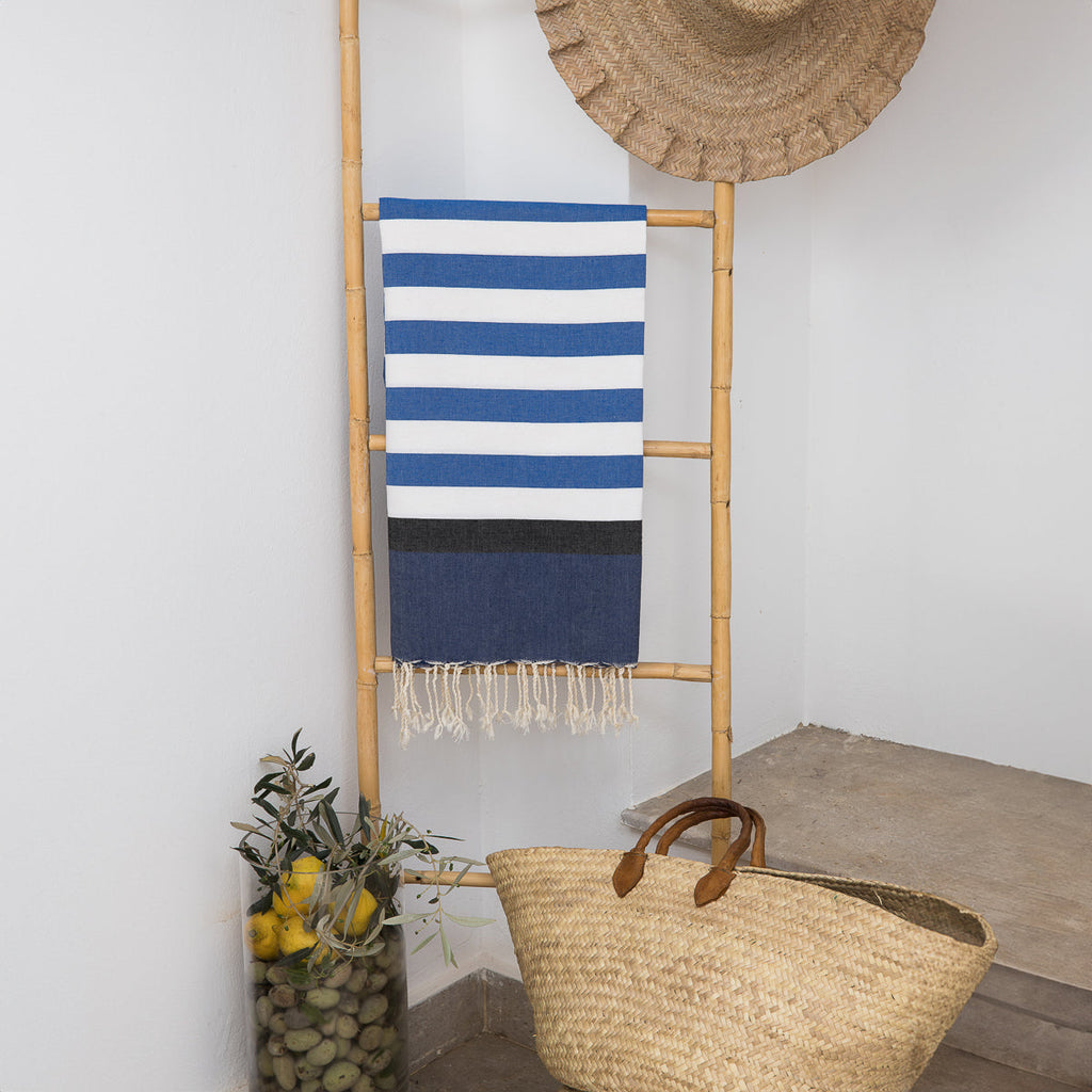 Arcachon - Fouta Tricolore - Bleu Grec/Bleu/Noir