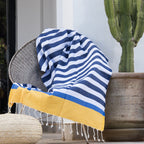Arcachon - Fouta Tricolore - Bleu Jean/Jaune/Bleu