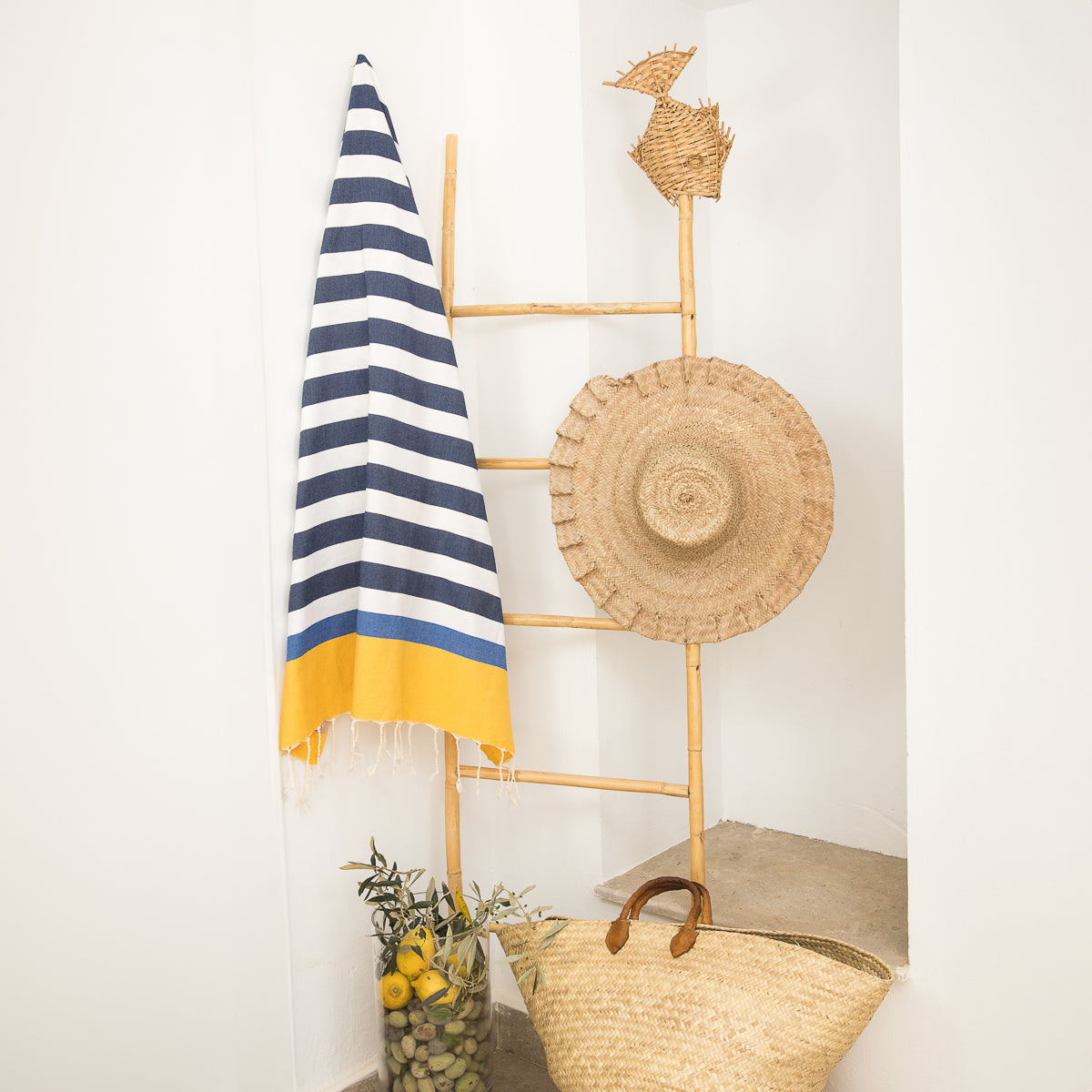 Arcachon - Fouta Tricolore - Bleu Jean/Jaune/Bleu