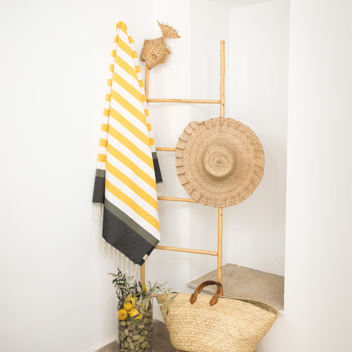 Arcachon - Fouta Tricolore - Jaune/Noir/Kaki