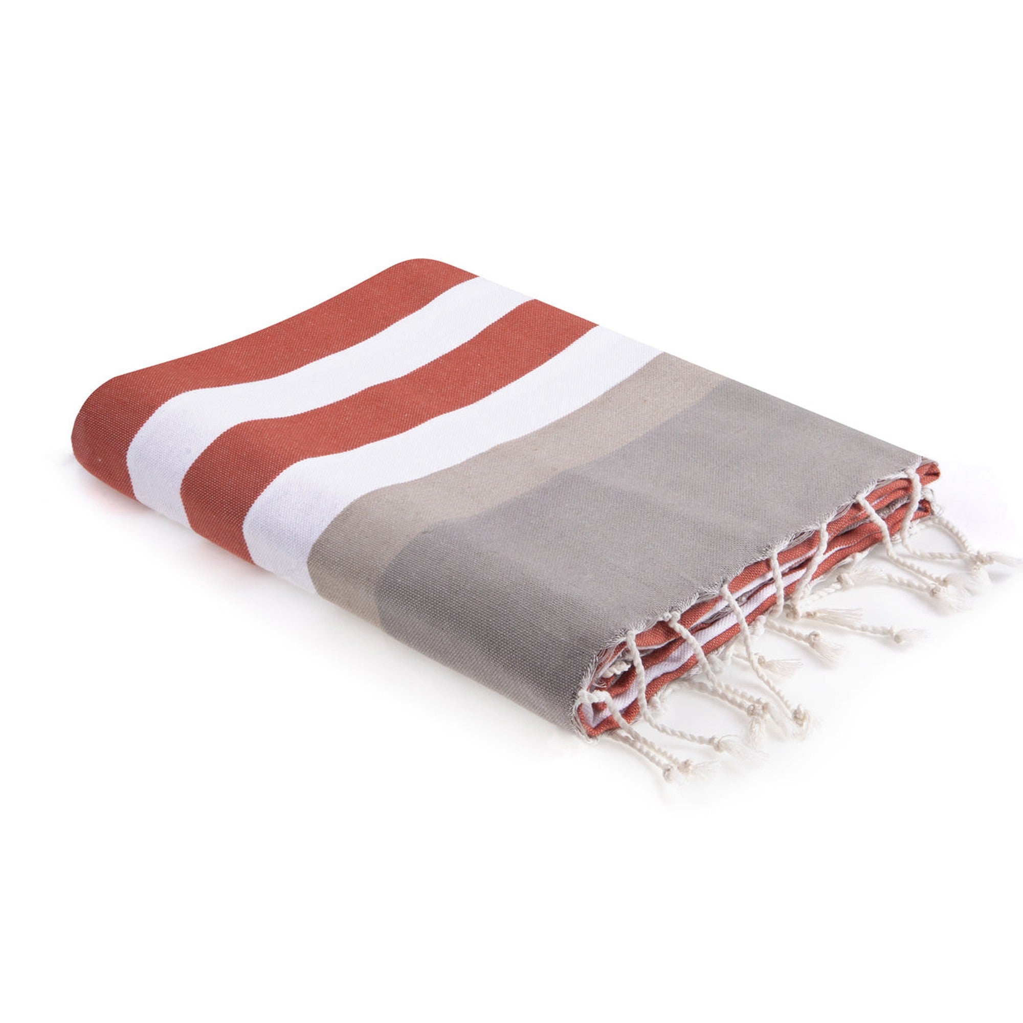 Arcachon - Fouta Tricolore - Terracotta/Taupe Clair