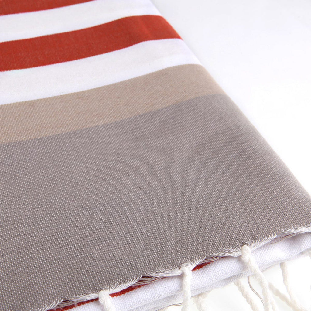 Arcachon - Fouta Tricolore - Terracotta/Taupe Clair
