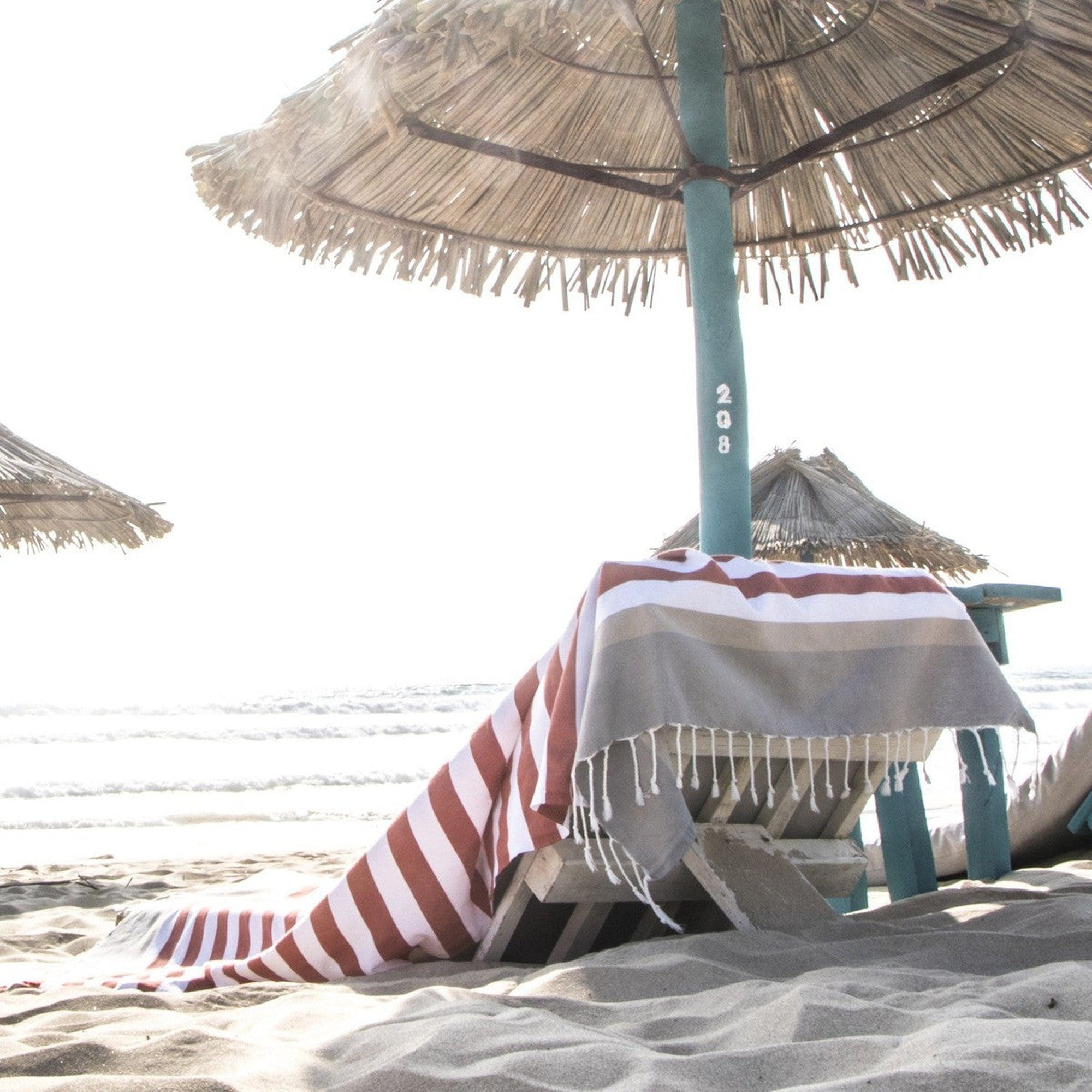 Arcachon - Fouta Tricolore - Terracotta/Taupe Clair