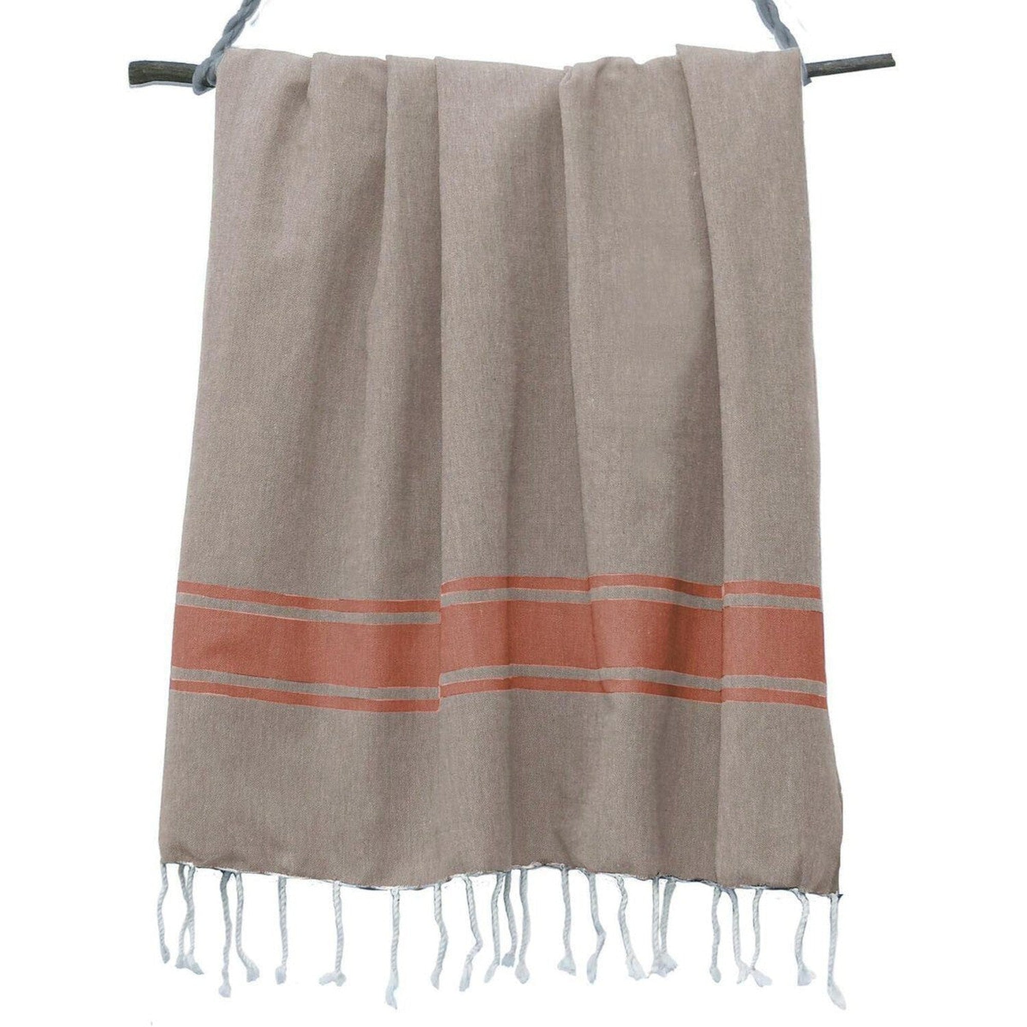 St Tropez - Fouta Bicolore - Taupe Clair/Terracotta
