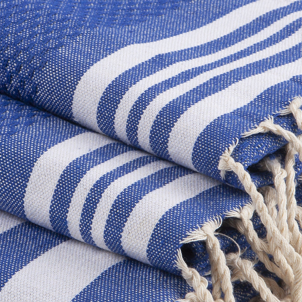 Hamptons - Foutas De Bain (1 Grande et 2 Petites) - Bleu Grec/Blanc