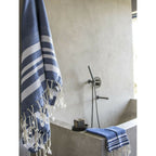 Hamptons - Foutas De Bain (1 Grande et 2 Petites) - Bleu Grec/Blanc
