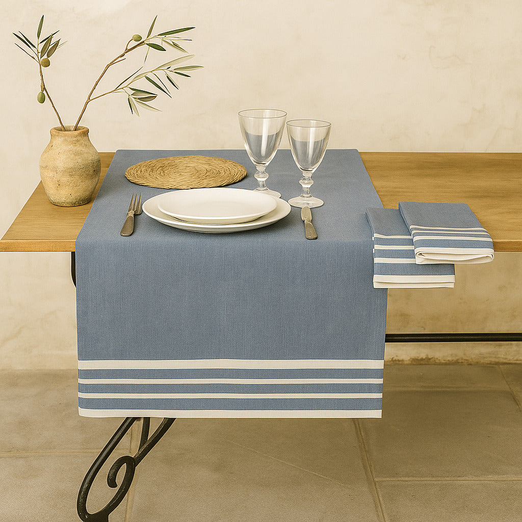 Mahdia - Chemin De Table - Bleu Jean