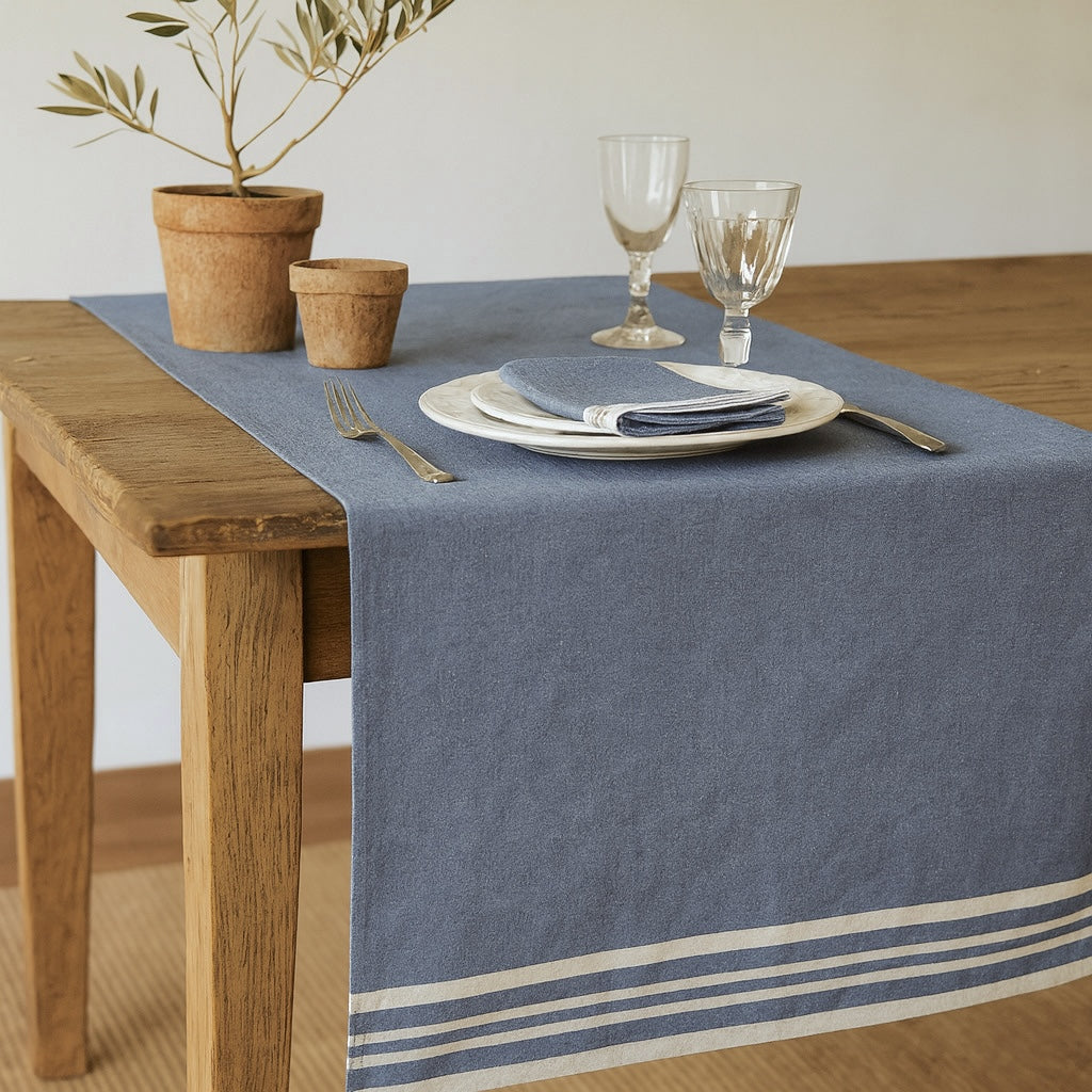 Mahdia - Chemin De Table - Bleu Jean