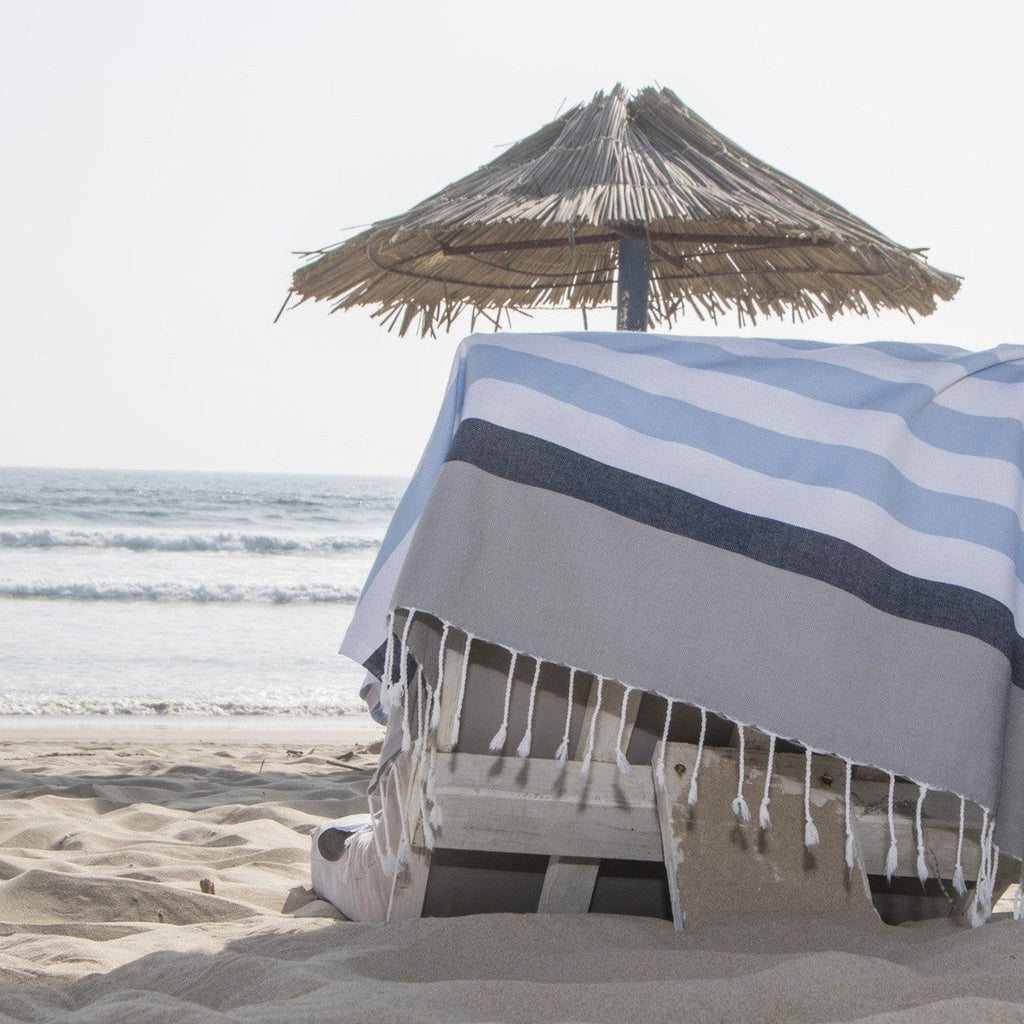 Arcachon - Fouta Tricolore - Bleu Ciel