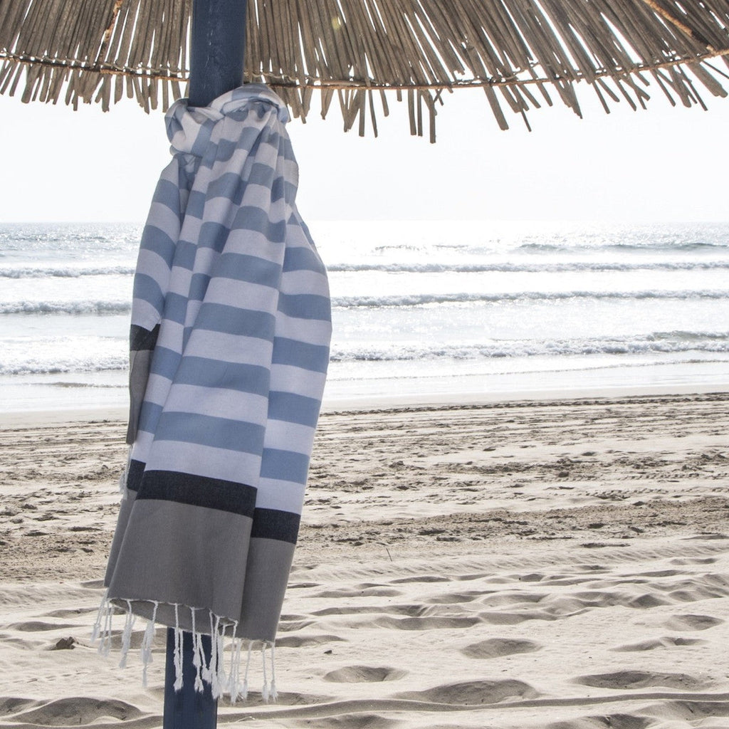 Arcachon - Fouta Tricolore - Bleu Ciel