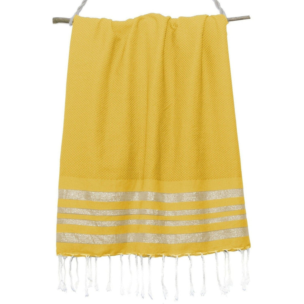 Hamptons - Fouta Nid D'Abeille - Jaune Safran/Or
