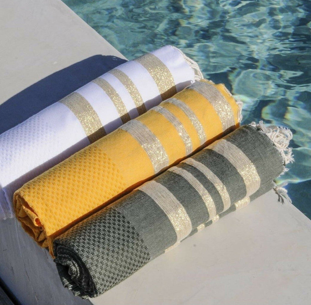 Hamptons - Fouta Nid D'Abeille - Jaune Safran/Or