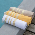 Hamptons - Fouta Nid D'Abeille - Beige/Or