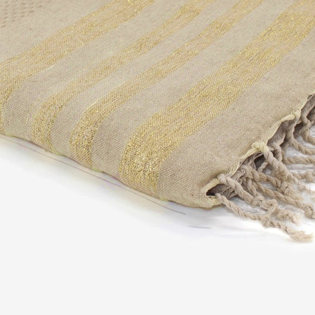 Hamptons - Fouta Nid D'Abeille - Beige/Or