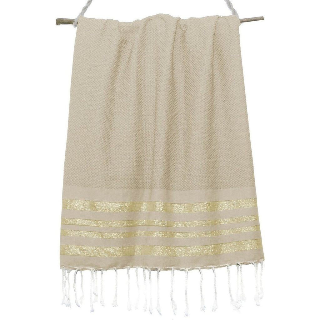 Hamptons - Fouta Nid D'Abeille - Beige/Or