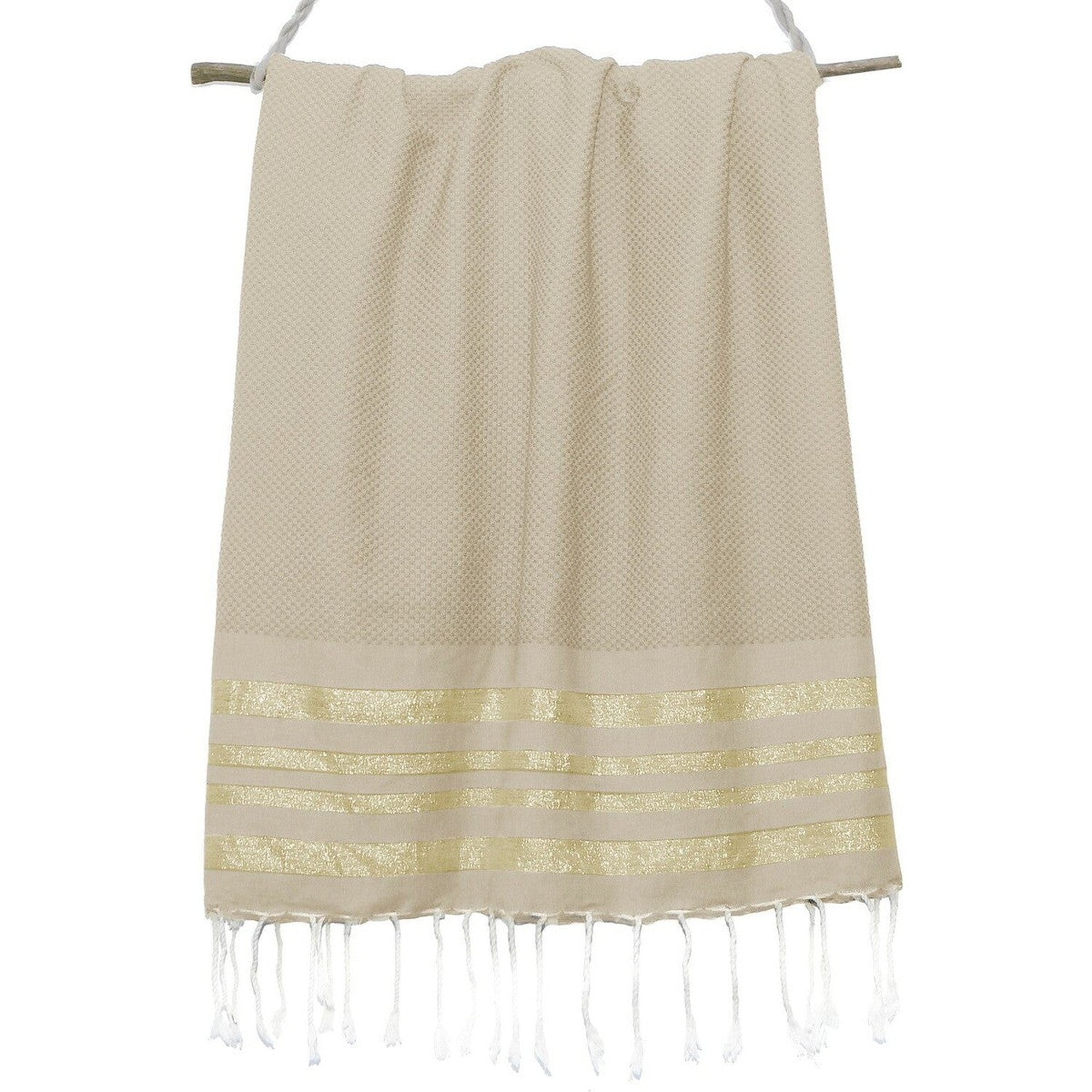 Hamptons - Fouta Nid D'Abeille - Beige/Or