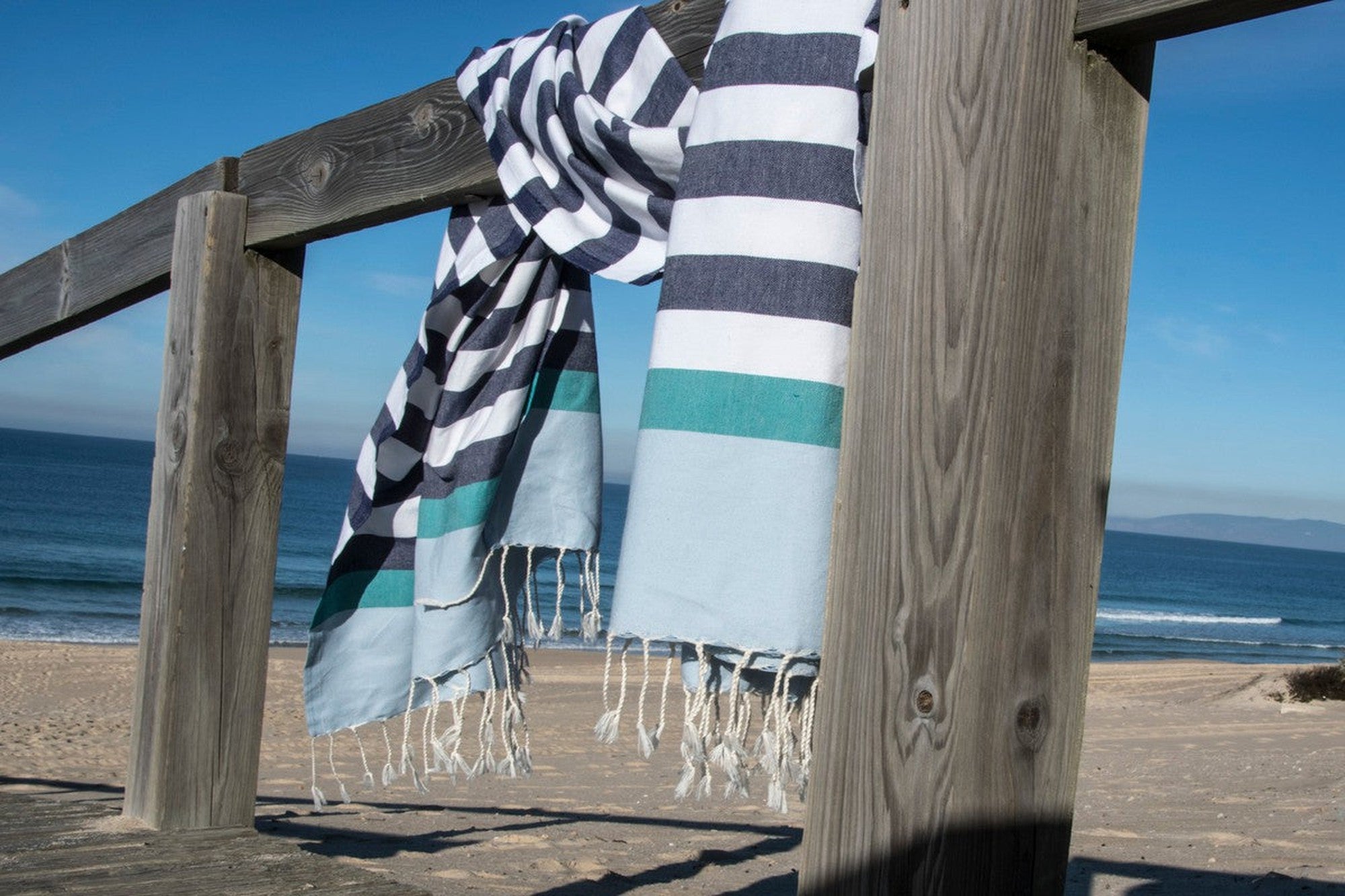 Arcachon - Fouta Tricolore - Bleu Jean