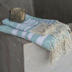 Hamptons - Foutas De Bain (1 Grande et 2 Petites) - Aqua/Blanc