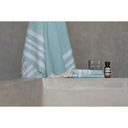 Hamptons - Foutas De Bain (1 Grande et 2 Petites) - Aqua/Blanc