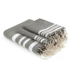 Hamptons - Foutas De Bain (1 Grande et 2 Petites) - Taupe Clair/Blanc