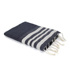 Hamptons - Fouta Nid D'Abeille - Bleu Jean/Argent