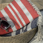 Hamptons - Fouta Nid D'Abeille - Bleu Jean/Argent