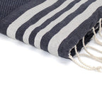 Hamptons - Fouta Nid D'Abeille - Bleu Jean/Argent