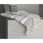 Hamptons - Foutas De Bain (1 Grande et 2 Petites) - Gris Perle/Blanc