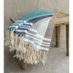 Hamptons - Foutas De Bain (1 Grande et 2 Petites) - Gris Perle/Blanc