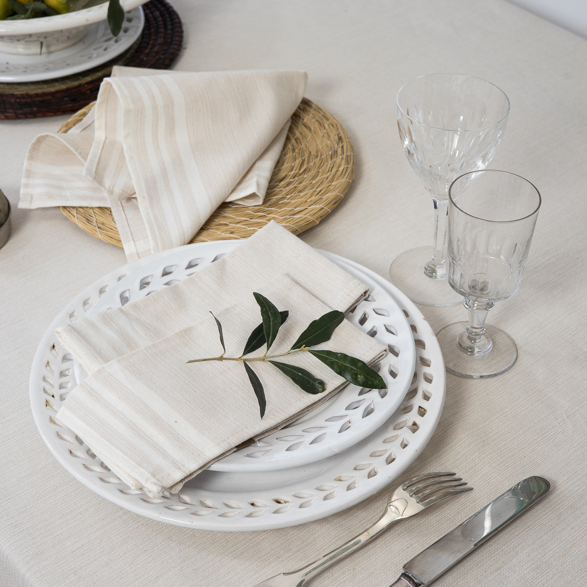 Mahdia - Nappe + 4 Serviettes - Lin