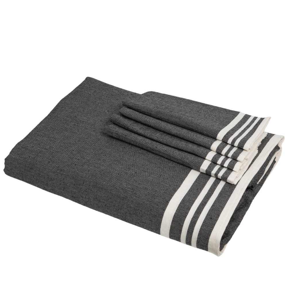 Mahdia - Nappe + 10 Serviettes - Noir