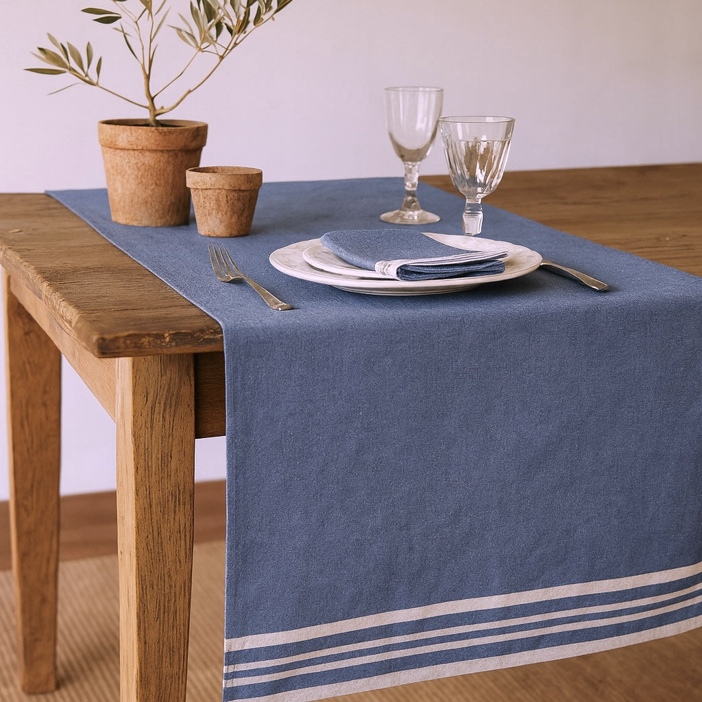 Mahdia - Chemin De Table - Bleu Grec
