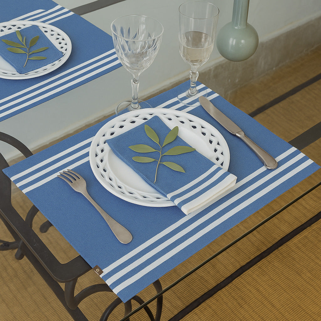 Mahdia - Set De Table (X4) - Bleu Grec