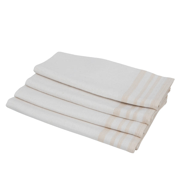 Mahdia - Lot De 4 Serviettes De Table - Blanc/Lin