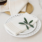 Mahdia - Lot De 4 Serviettes De Table - Blanc/Lin